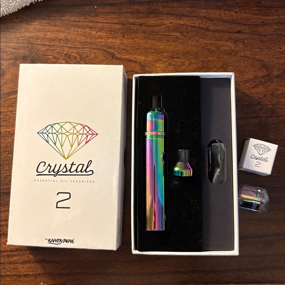 Kandy Pens Crystal 2 Essential Oil Vaporizer NIB & Extra Atomizer NIB, Rainbow